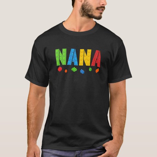 Nana Blocks Hoofd Bouwer Brick Bouwer Birthday T-shirt (Voorkant)