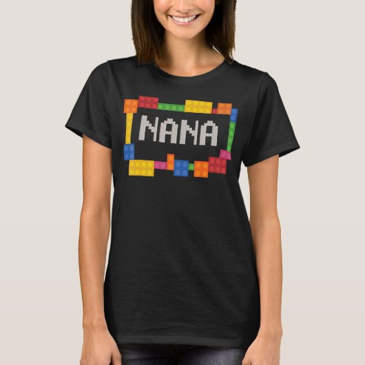 Nana Blocks Master Builder Brick Builder Birthda T-shirt (Voorkant)