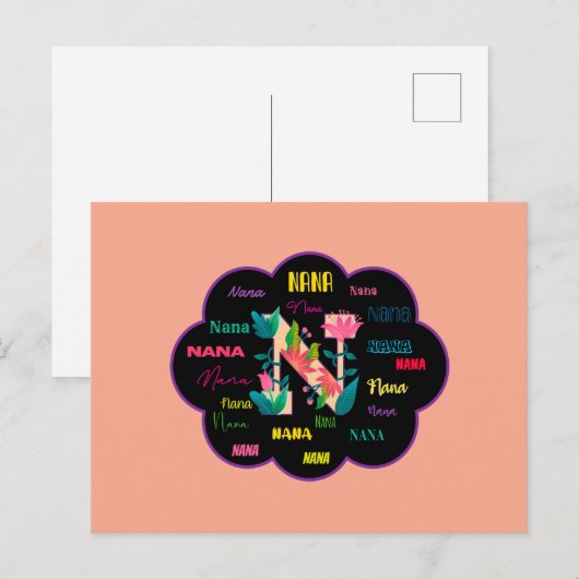 Nana Bloem Bloem Naam Initiaal Briefkaart (Voorkant / Achterkant)