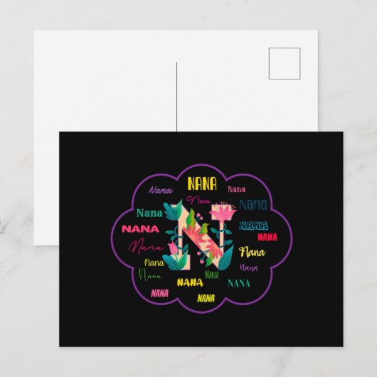 Nana Bloem Bloem Naam Initiaal Briefkaart (Voorkant / Achterkant)