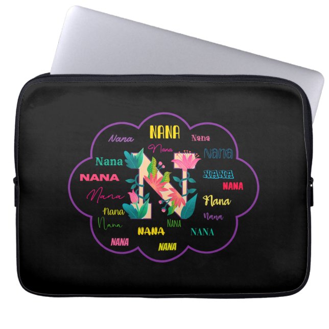 Nana Bloem Bloem Naam Initiaal Laptop Sleeve (Voorkant)