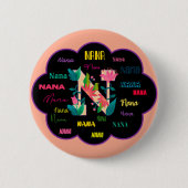 Nana Bloem Bloem Naam Initiaal Ronde Button 5,7 Cm (Voorkant)