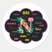 Nana Bloem Bloem Naam Initiaal Ronde Sticker (Voorkant)
