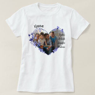 Nana bloem hart met kleinkinderen namen & foto T T-shirt