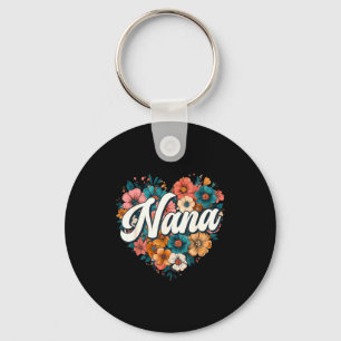Nana bloemhart bloem moederdag vintage retro sleutelhanger