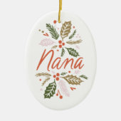 Nana Bright Holly kerstfoto Keramisch Ornament (Voorkant)