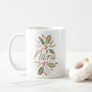Nana Bright Holly Kerstgoud script Koffiemok