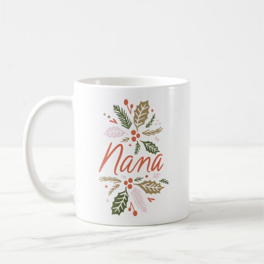 Nana Bright Holly Kerstrood script Koffiemok (Links)