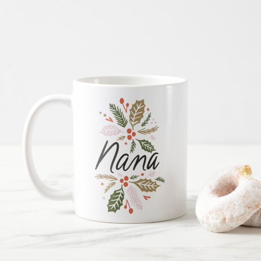 Nana Bright Holly Kerstzwart script Koffiemok (Met donut)