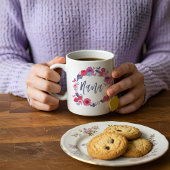 Nana Brush Script Bloemen Vlinder Roze Krans Koffiemok