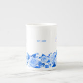 Nana China Blue Waterverf Floral Porselein Kop (Voorkant)