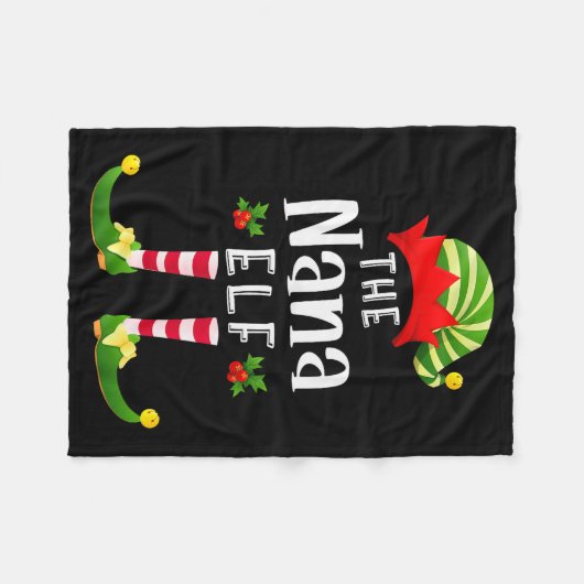 Nana Christmas Elf Matching Pajama X-mas Party  Fleece Deken (Voorkant (Horizontaal))