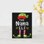 Nana Christmas Elf Matching Pajama X-mas Party Kaart (Gele Bloem)