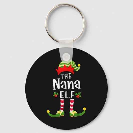 Nana Christmas Elf Matching Pajama X-mas Party Sleutelhanger (Voorkant)