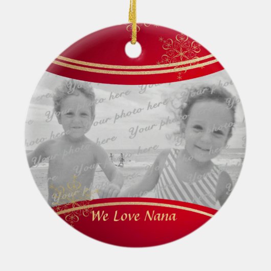 Nana Christmas Photo Lijst Keramisch Ornament (Achterkant)