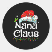 Nana Claus Christmas Pajama Family Matching Xmas L Ronde Sticker (Voorkant)