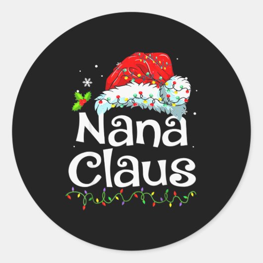 Nana Claus Christmas Pajama Family Matching Xmas L Ronde Sticker (Voorkant)