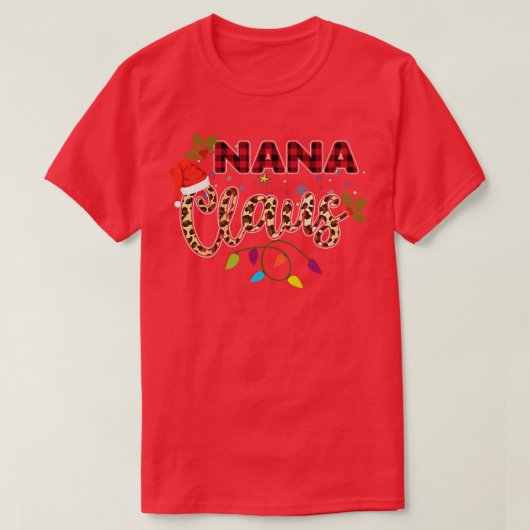 Nana Claus Grandma Santa Buffalo Pset Leopard Xma T-shirt (Design voorkant)