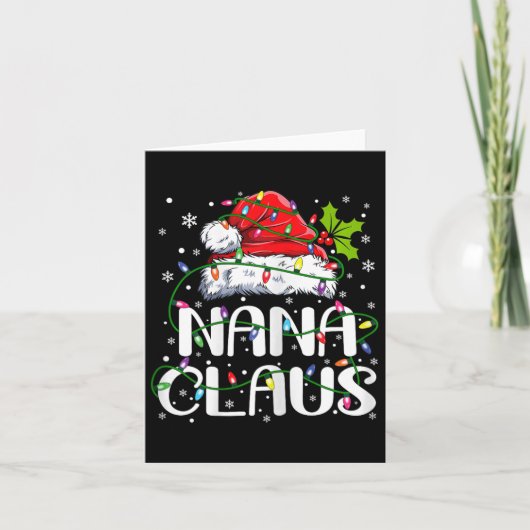 Nana Claus kerstlampjes Pajama Familie komt overee Kaart (Voorkant)