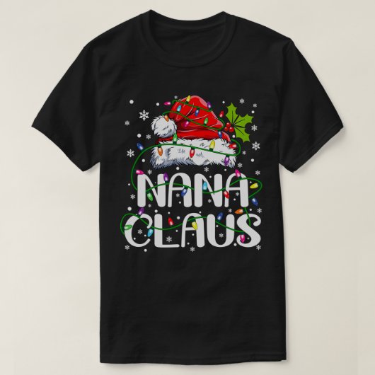 Nana Claus kerstlampjes Pajama Family Matchin T-shirt (Design voorkant)