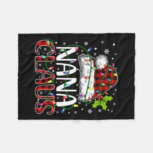 Nana Claus Kerstverlichting Matching Familie Xmas  Fleece Deken (Voorkant (Horizontaal))