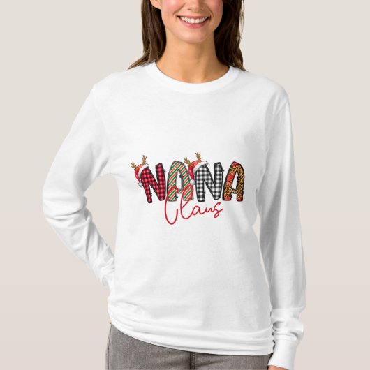 Nana Claus Retro Christmas Design T-Shirt (Voorkant)