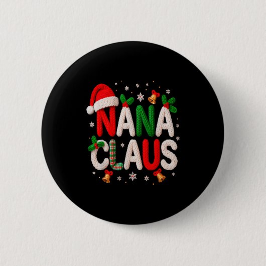 Nana Claus Santa Claus Crochet &amp; Knitting Love Ronde Button 5,7 Cm (Voorkant)