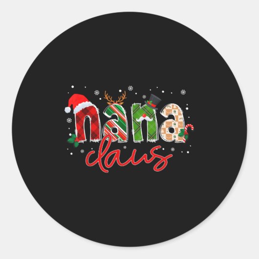 Nana Claus Santa Claus Family Matching Christmas P Ronde Sticker (Voorkant)