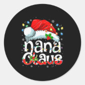Nana Claus Shirt Christmas Lights Pajama Family Ma Ronde Sticker (Voorkant)