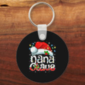Nana Claus Shirt Christmas Lights Pajama Family Ma Sleutelhanger (Voorkant)