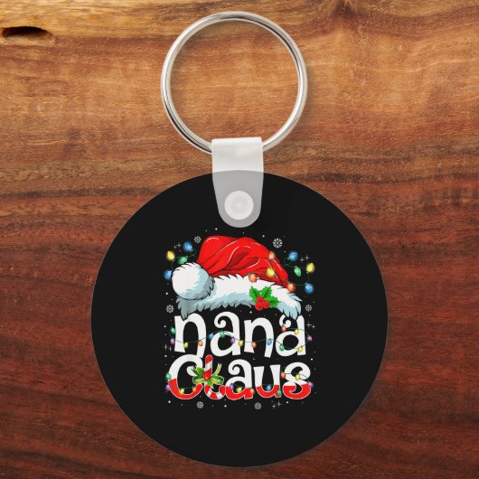 Nana Claus Shirt Christmas Lights Pajama Family Ma Sleutelhanger (Voorkant)