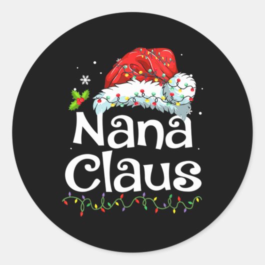 Nana Claus shirt Kerstmis pyjama familie matching Ronde Sticker (Voorkant)