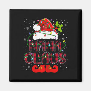 Nana Claus Vrolijk Kerstbuffel Plaid Santa Hat Magneet