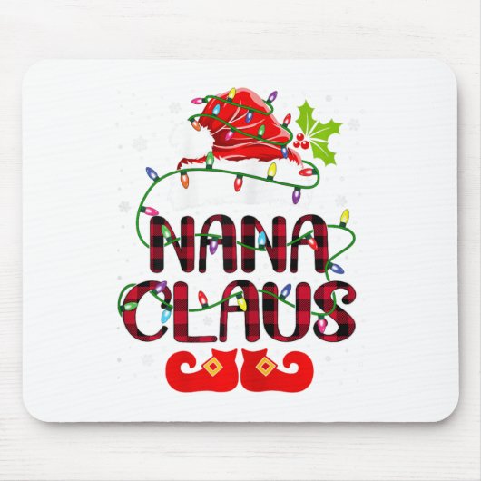 Nana Claus Vrolijk Kerstbuffel Plaid Santa Hat Muismat (Voorkant)