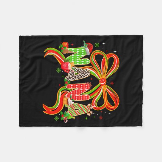 Nana Coquette Bow Christmas Pajamas Xmas Tree Coco Fleece Deken (Voorkant (Horizontaal))