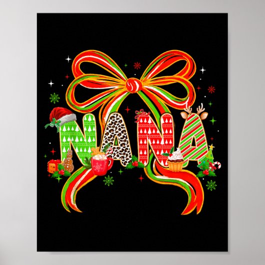 Nana Coquette Bow Christmas Pajamas Xmas Tree Coco Poster (Voorkant)