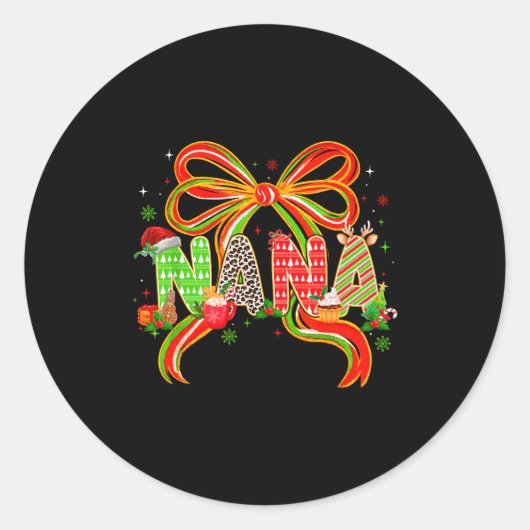 Nana Coquette Bow Christmas Pajamas Xmas Tree Coco Ronde Sticker (Voorkant)