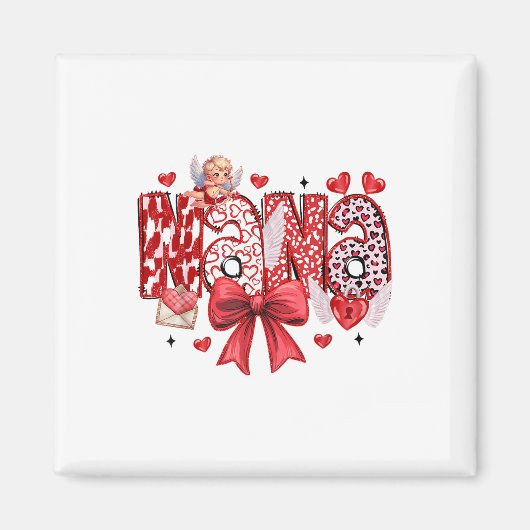 Nana Coquette Bow Happy Valentine Day Moeder C Magneet (Voorkant)