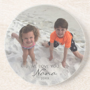 Nana Custom Grandchildren Photo  Zandsteen Onderzetter