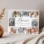 Nana Dankbaar voor Elk Moment Fotocollage Fotoplaat<br><div class="desc">Leg gekoesterde herinneringen vast en eer uw ongelooflijke Nana met onze gepersonaliseerde "Dankbaar voor elk moment" fotocollage nana plaque. Pas deze prachtige foto plaquette aandenken met 8 van uw favoriete foto's, prachtig 4 in full colour en 4 in tijdloos zwart-wit. Kenmerken "Nana" hartscripttype en "Dankbaar voor elk moment" worden weergegeven...</div>