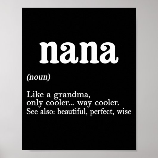 Nana Definition Funny Mom Mothers Day Poster (Voorkant)
