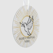Nana Dove with Olive Branch Gold White Kerstmis Ornament (voorkant)