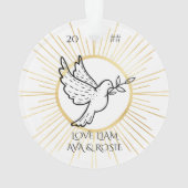 Nana Dove with Olive Branch Gold White Kerstmis Ornament (achterkant)