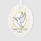 Nana Dove with Olive Branch Gold White Kerstmis Ornament (voorkant)