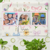Nana drie foto roze strik tekstscript overlay theedoek (Gevouwen)