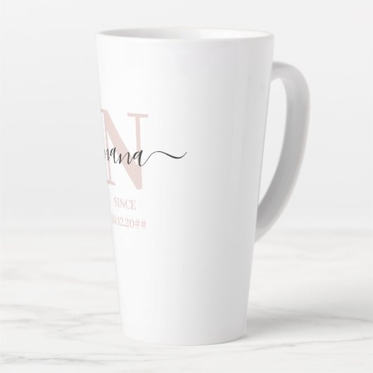 Nana Elegant Script Monogram Blush Pink Latte Mok (Rechterhoek)