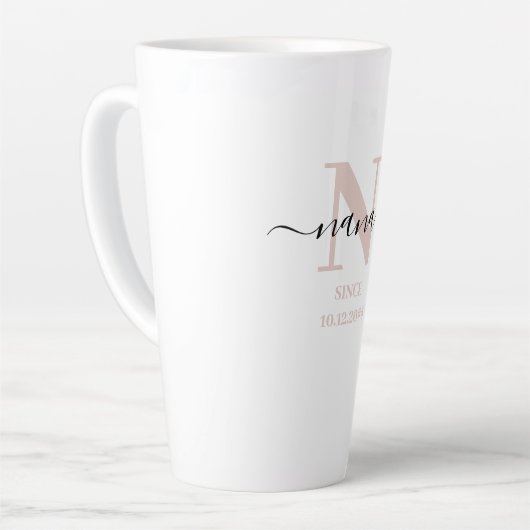 Nana Elegant Script Monogram Blush Pink Latte Mok (Linkerhoek)