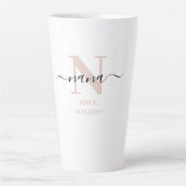 Nana Elegant Script Monogram Blush Pink Latte Mok (Voorkant)