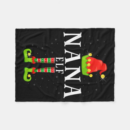 Nana Elf Christmas Matching Xmas Pajama  Fleece Deken (Voorkant (Horizontaal))