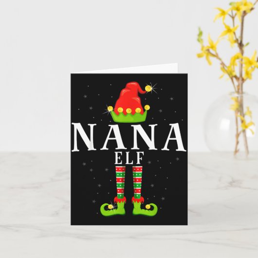 Nana Elf Christmas Matching Xmas Pajama  Kaart (Gele Bloem)
